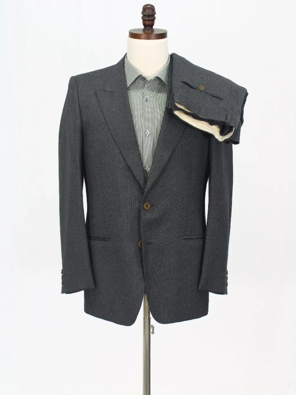 Formula 3 Marzotto 38R 33x29 Gray Full Suit 2-Button Stripe R966